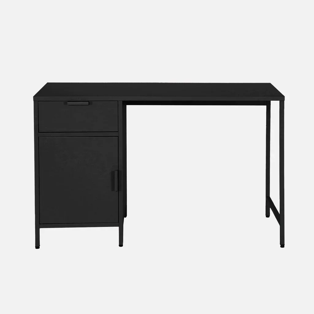 Bureau enfant métal 1 tiroir finition laminée avec rangement armoire