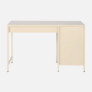 Bureau enfant métal 1 tiroir finition laminée gris avec rangement