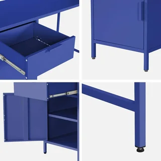 Bureau enfant métal 1 tiroir finition laminée avec rangement intégré