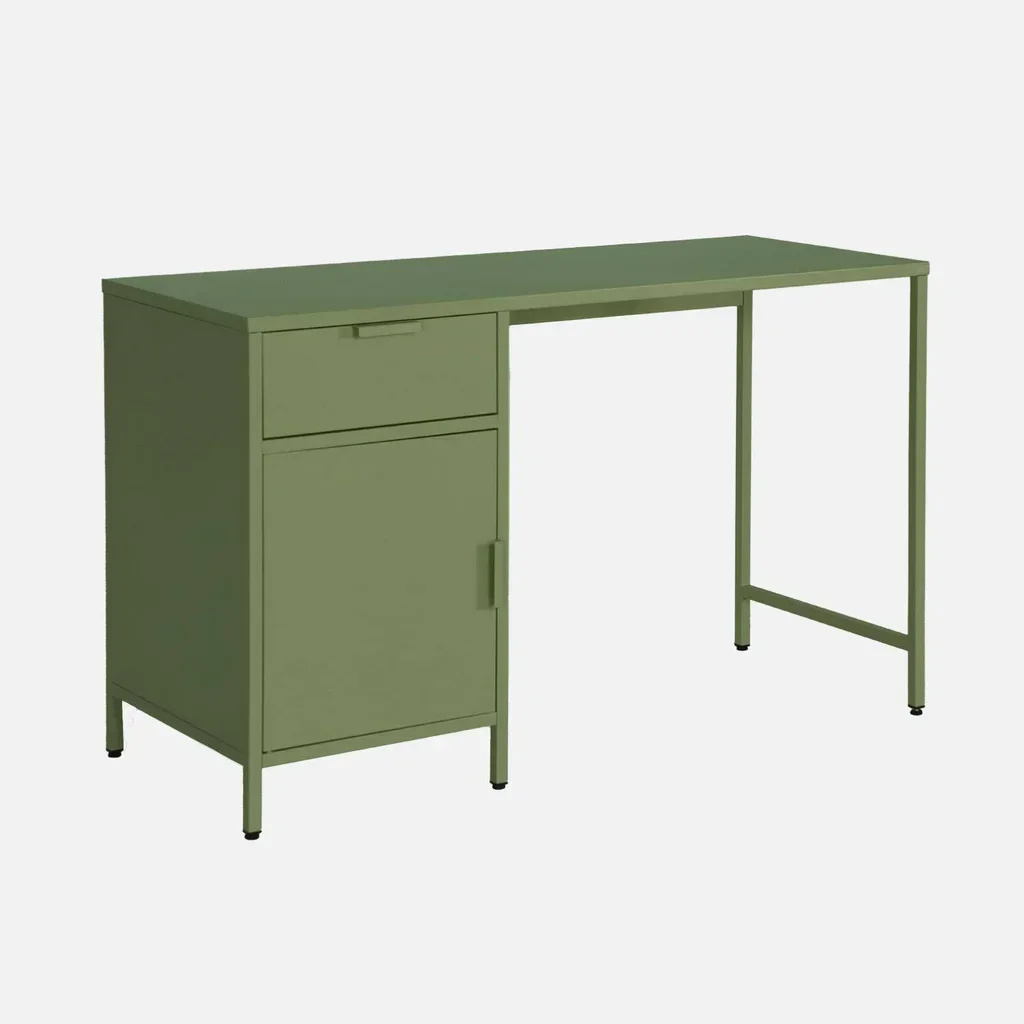 Bureau enfant métal 1 tiroir avec armoire rangement chambre