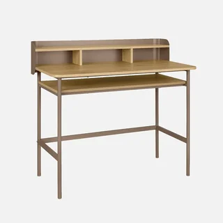 Bureau industriel 3 compartiments métal et bois Molto