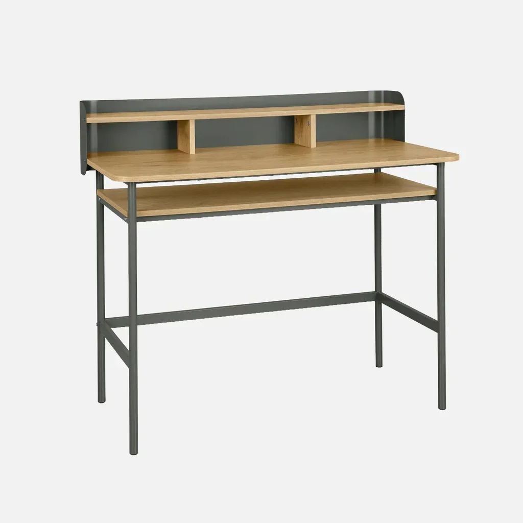 Bureau industriel Molto 3 compartiments bois et métal design contemporain