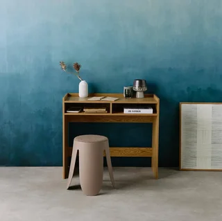 Bureau vintage en bois Jules avec double rangement - style minimaliste