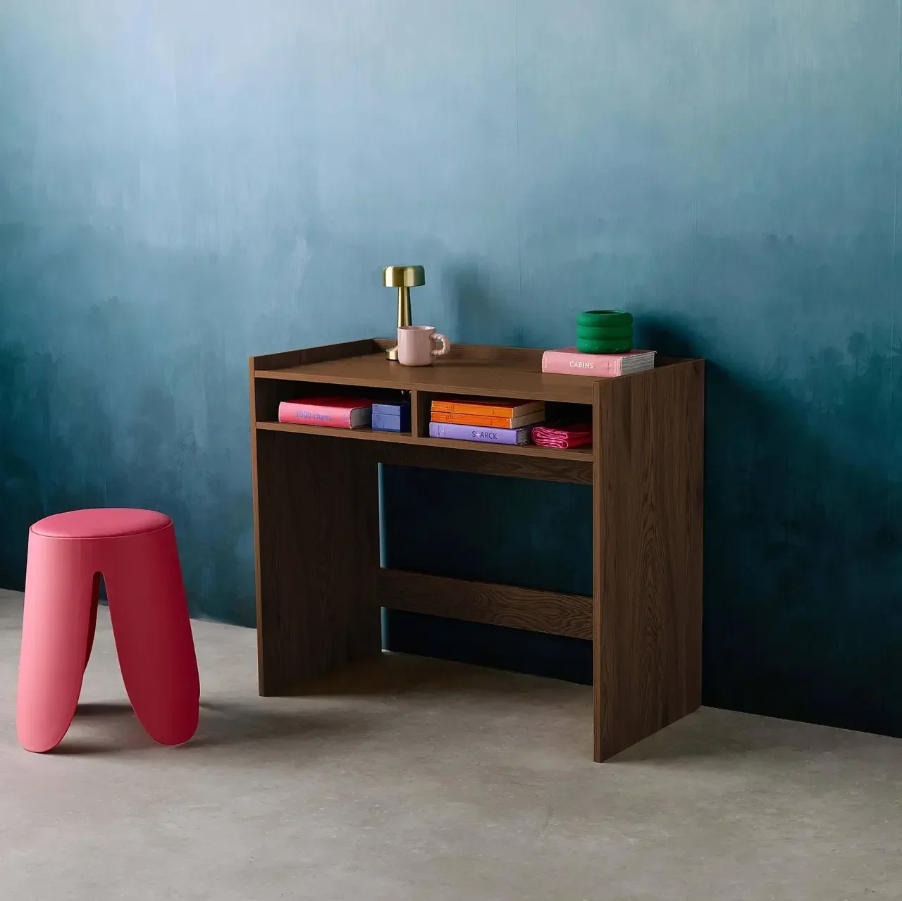 Bureau vintage en bois avec double rangement - style minimaliste Jules