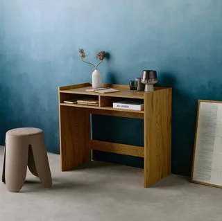 Bureau vintage en bois Jules avec double rangement - style minimaliste