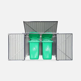 Capa para contentores dupla em aço galvanizado 1,75m² com teto abertura e fixação no solo