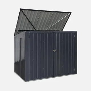 Capa para contentores dupla em aço galvanizado 1,75m² com teto abertura e fixação no solo