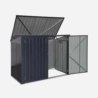 Capa para contentores dupla em aço galvanizado 1,75m² com teto abertura e fixação no solo