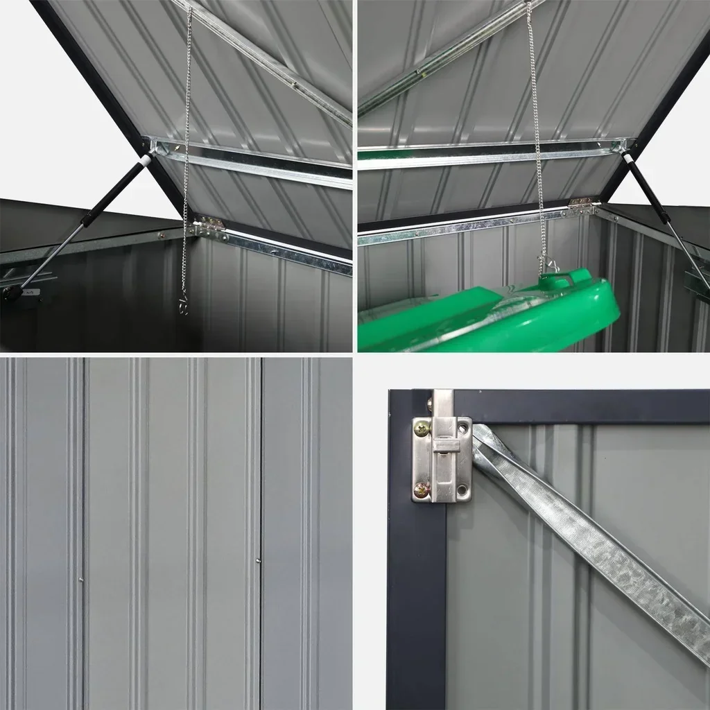 Capa para contentores dupla em aço galvanizado 1,75m² com teto abertura e fixação no solo