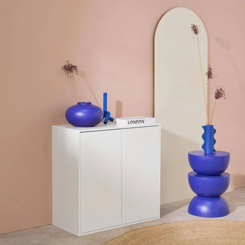Caisson rangement bois 2 portes 70cm Kompo blanc chêne noyer modulable