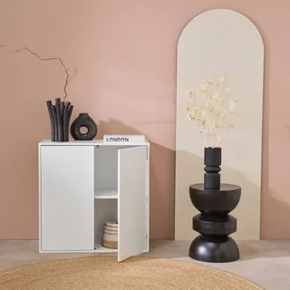 Caisson rangement bois 2 portes 70cm Kompo blanc chêne noyer modulable