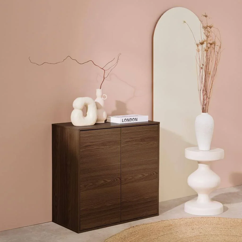 Caisson rangement bois 2 portes 70cm Kompo chêne blanc noyer