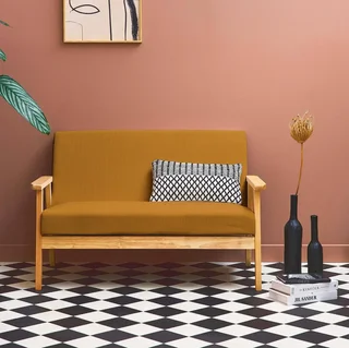 2-Sitzer Isak Sofa Khaki Kordsamt Kautschukholz Skandinavischer Vintage-Stil