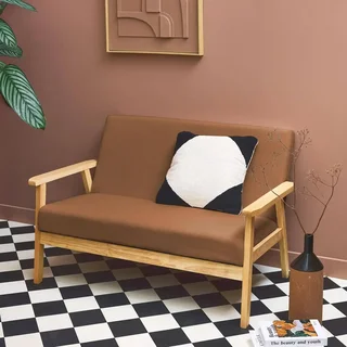 2-Sitzer Sofa Bank Hevea Holz khaki Kordsamt skandinavischer Stil Isak