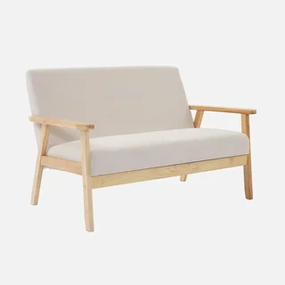 2-Sitzer Skandinavisches Cord-Samt Sofa Khaki Hevea Holzfüße Isak