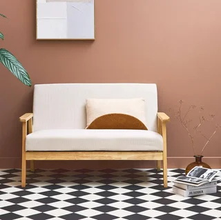 2-Sitzer Skandinavisches Cord-Samt Sofa Khaki Hevea Holzfüße Isak