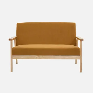 2-Sitzer Isak Sofa Khaki Kordsamt Kautschukholz Skandinavischer Vintage-Stil