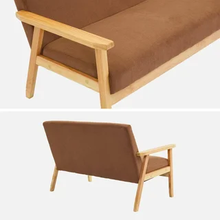 2-Sitzer Sofa Bank Hevea Holz khaki Kordsamt skandinavischer Stil Isak