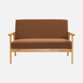 2-Sitzer Sofa Bank Hevea Holz khaki Kordsamt skandinavischer Stil Isak