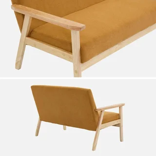 2-Sitzer Isak Sofa Khaki Kordsamt Kautschukholz Skandinavischer Vintage-Stil