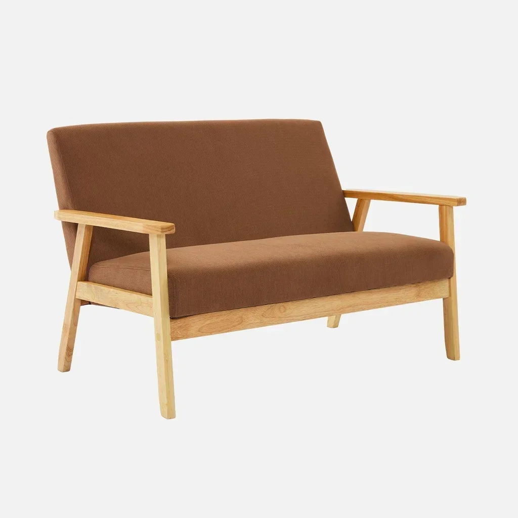 2-Sitzer Sofa Bank Hevea Holz khaki Kordsamt skandinavischer Stil Isak