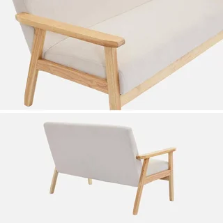 2-Sitzer Skandinavisches Cord-Samt Sofa Khaki Hevea Holzfüße Isak