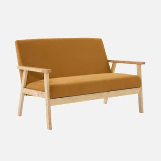 2-Sitzer Isak Sofa Khaki Kordsamt Kautschukholz Skandinavischer Vintage-Stil
