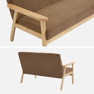 2-Sitzer Isak Sofa Khaki Kordsamt Kautschukholz Skandinavischer Vintage-Stil