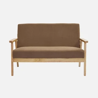 2-Sitzer Isak Sofa Khaki Kordsamt Kautschukholz Skandinavischer Vintage-Stil