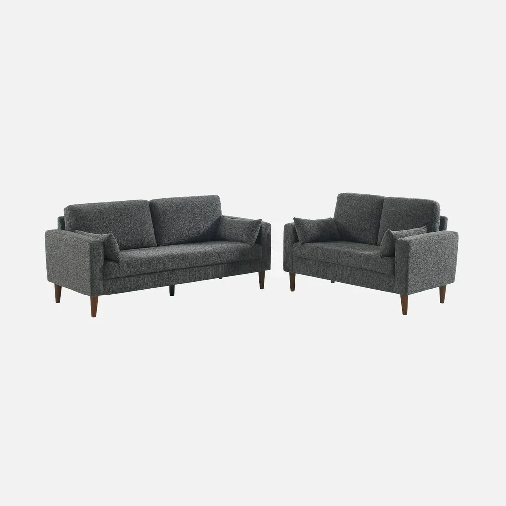 2-Sitzer Bjorn Sofa Hevea Holz Chenille Stoff Skandinavisch