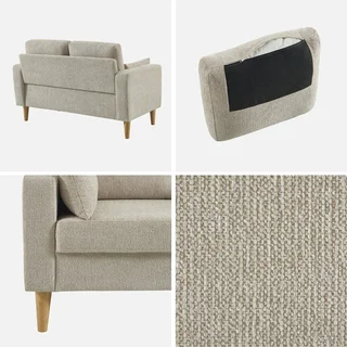 2-Sitzer Sofa Bjorn Massivholz Hevea Chenille Stoff Skandinavischer Stil Gemütliches Wohnzimmer