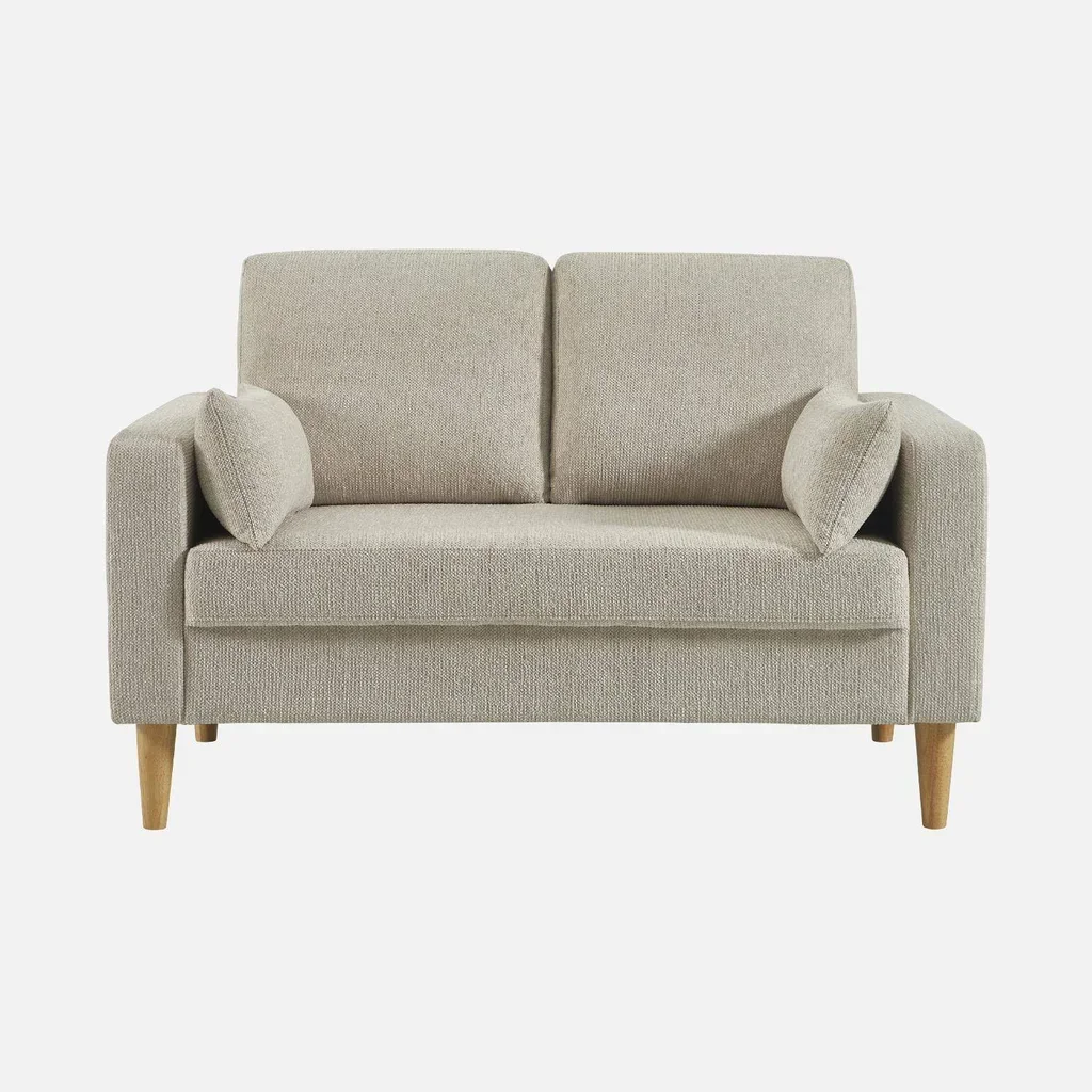 2-Sitzer Bjorn Sofa Massivholz Hevea Chenille Stoff Skandinavisch Komfort