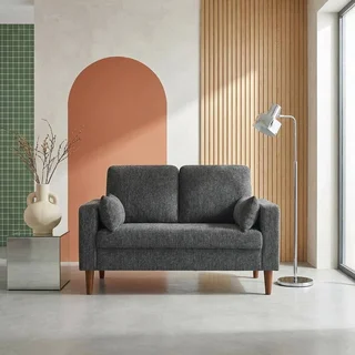 2-Sitzer Bjorn Sofa Hevea Holz Chenille Stoff Skandinavisch