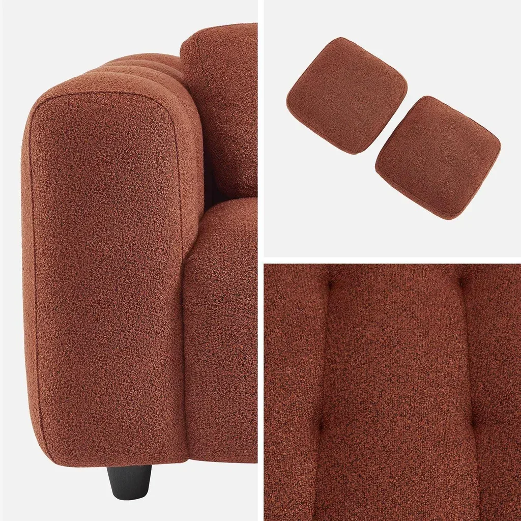 Sofá 2 plazas tela bouclé capitonado efecto texturizado diseño contemporáneo