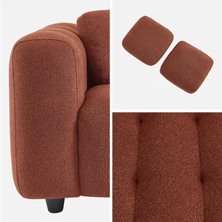 Sofá 2 plazas tela bouclé capitonado efecto texturizado diseño contemporáneo