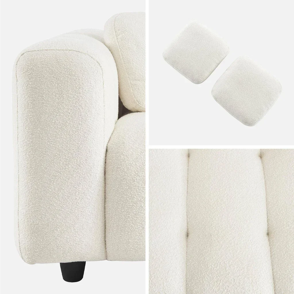 Sofá 2 Plazas Capitoné Tela Bouclé Texturizado Diseño Contemporáneo
