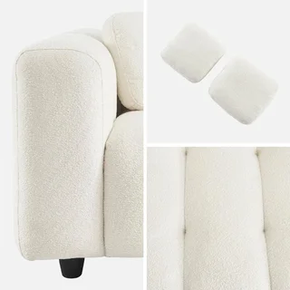Sofá 2 Plazas Capitoné Tela Bouclé Texturizado Diseño Contemporáneo