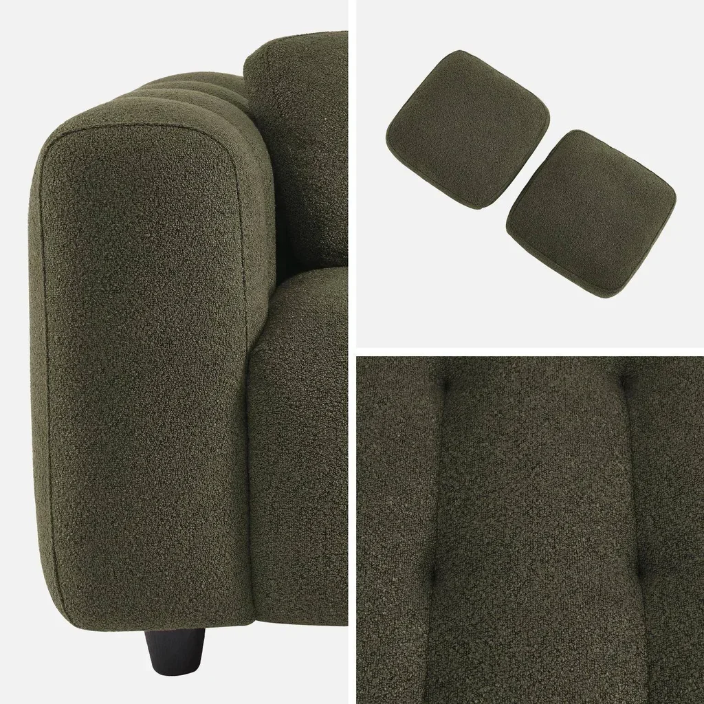 Sofá 2 Plazas Capitoné Tela Bouclé Texturizado Diseño Contemporáneo