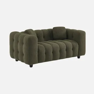 Sofá 2 Plazas Capitoné Tela Bouclé Texturizado Diseño Contemporáneo
