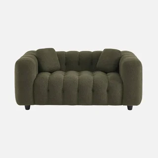 Sofá 2 Plazas Capitoné Tela Bouclé Texturizado Diseño Contemporáneo