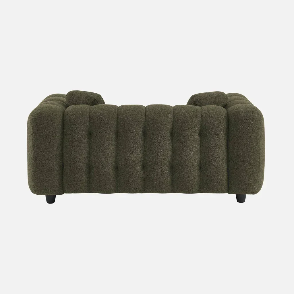 Sofá 2 Plazas Capitoné Tela Bouclé Texturizado Diseño Contemporáneo
