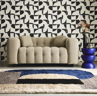 Sofá 2 plazas tela bouclé capitoné texturado diseño contemporáneo