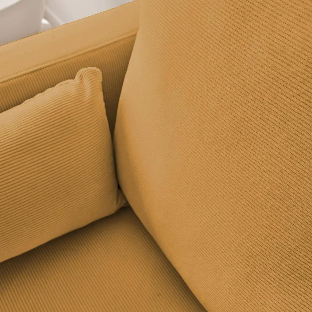 2-Sitzer Sofa Bjorn Beige Cord Samt Minimalistisches Design Metallfüße