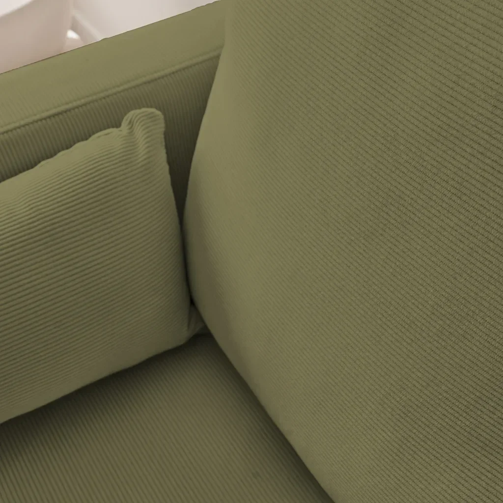 2-Sitzer Sofa Beige Cord Samt Schwarze Metallfüße Bjorn