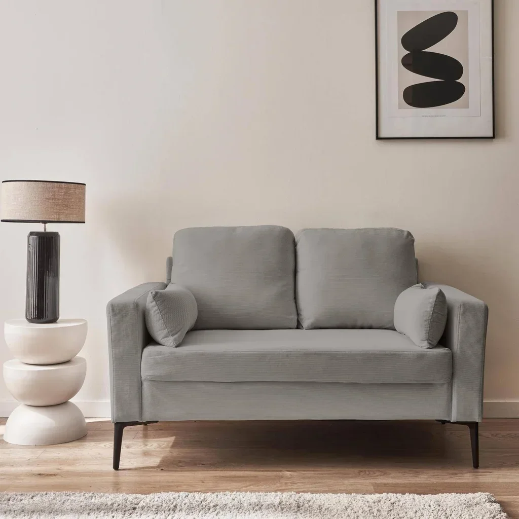 2-Sitzer Bjorn Sofa Beige Cord Samt Metallfüße