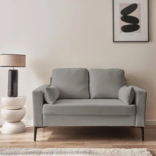 2-Sitzer Bjorn Sofa Beige Cord Samt Metallfüße