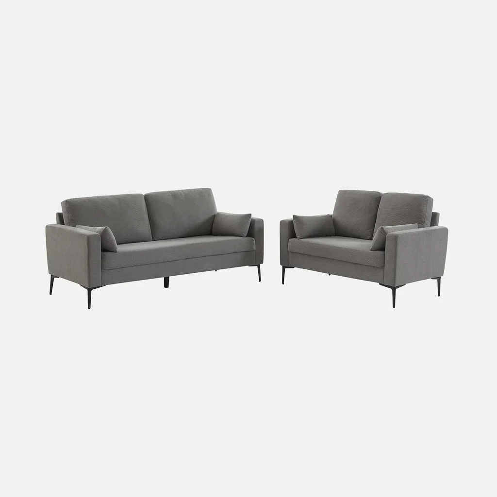 2-Sitzer Bjorn Sofa Beige Cord Samt Metallfüße