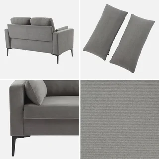 2-Sitzer Bjorn Sofa Beige Cord Samt Metallfüße
