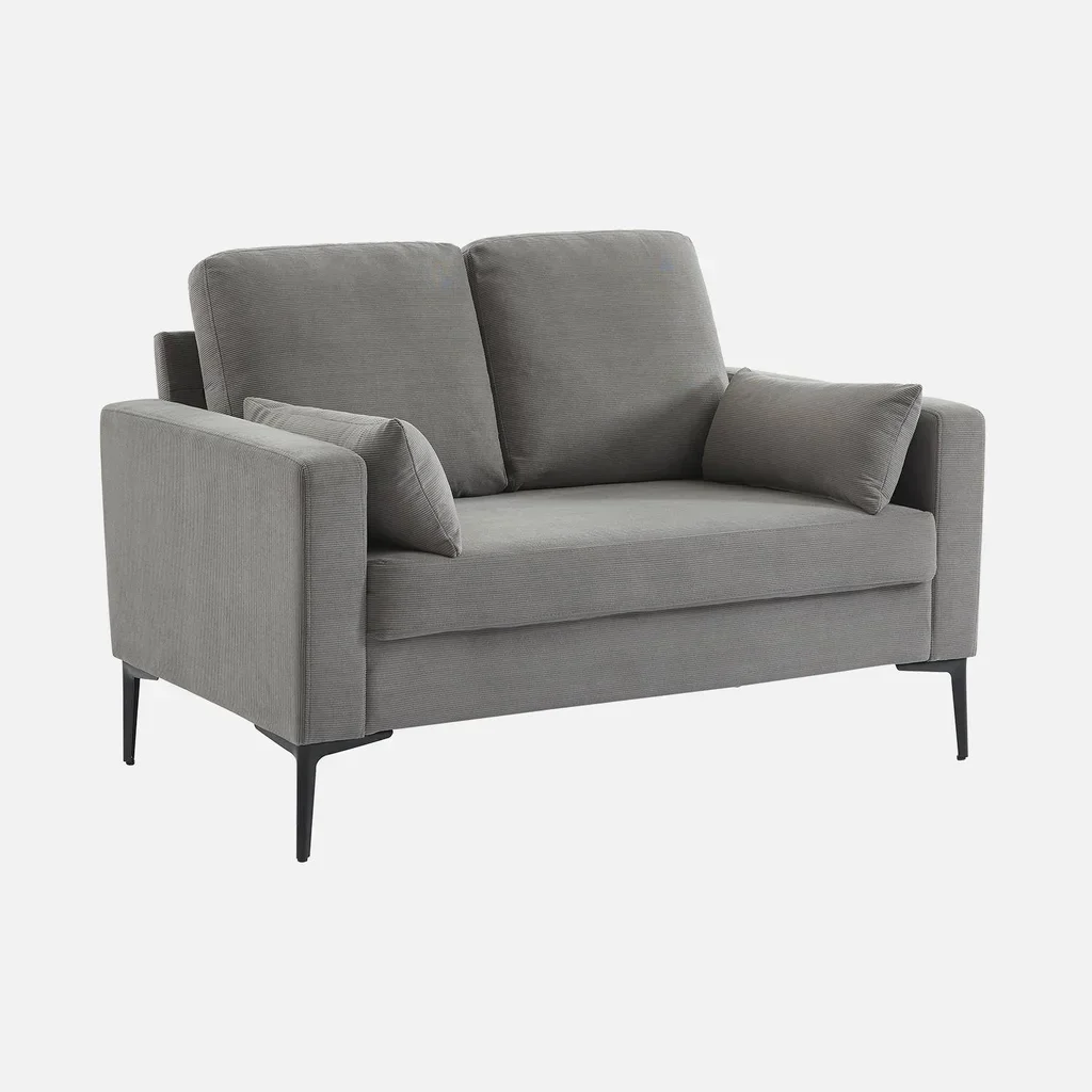 2-Sitzer Bjorn Sofa Beige Cord Samt Metallfüße
