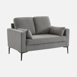 2-Sitzer Bjorn Sofa Beige Cord Samt Metallfüße